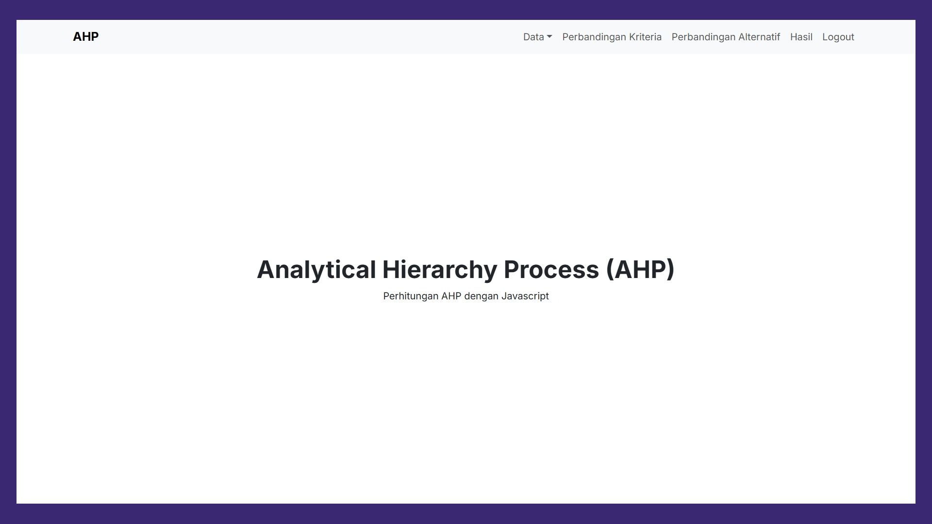 Analytic Hierarchy Process